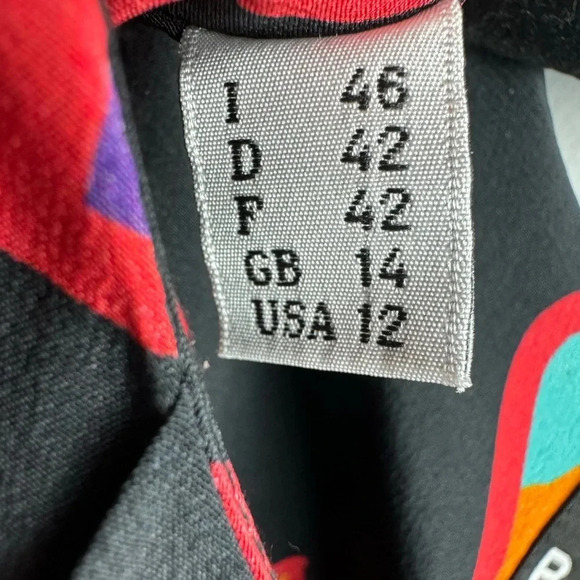 MOSCHINO Boutique Heart print multicolor ruffle cuffs pleated midi dress size 12 - Picture 6 of 9